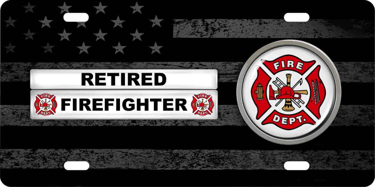 Firefighter Retired - Stainless Steel Car License Plate